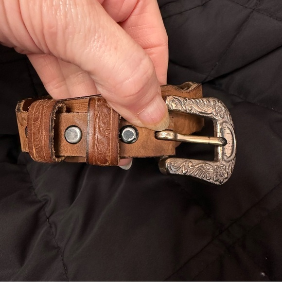 Boulet Brown Leather Belt 5721 Silver Buckle Size 28/70 Westerncore Cowboy - Picture 2 of 9